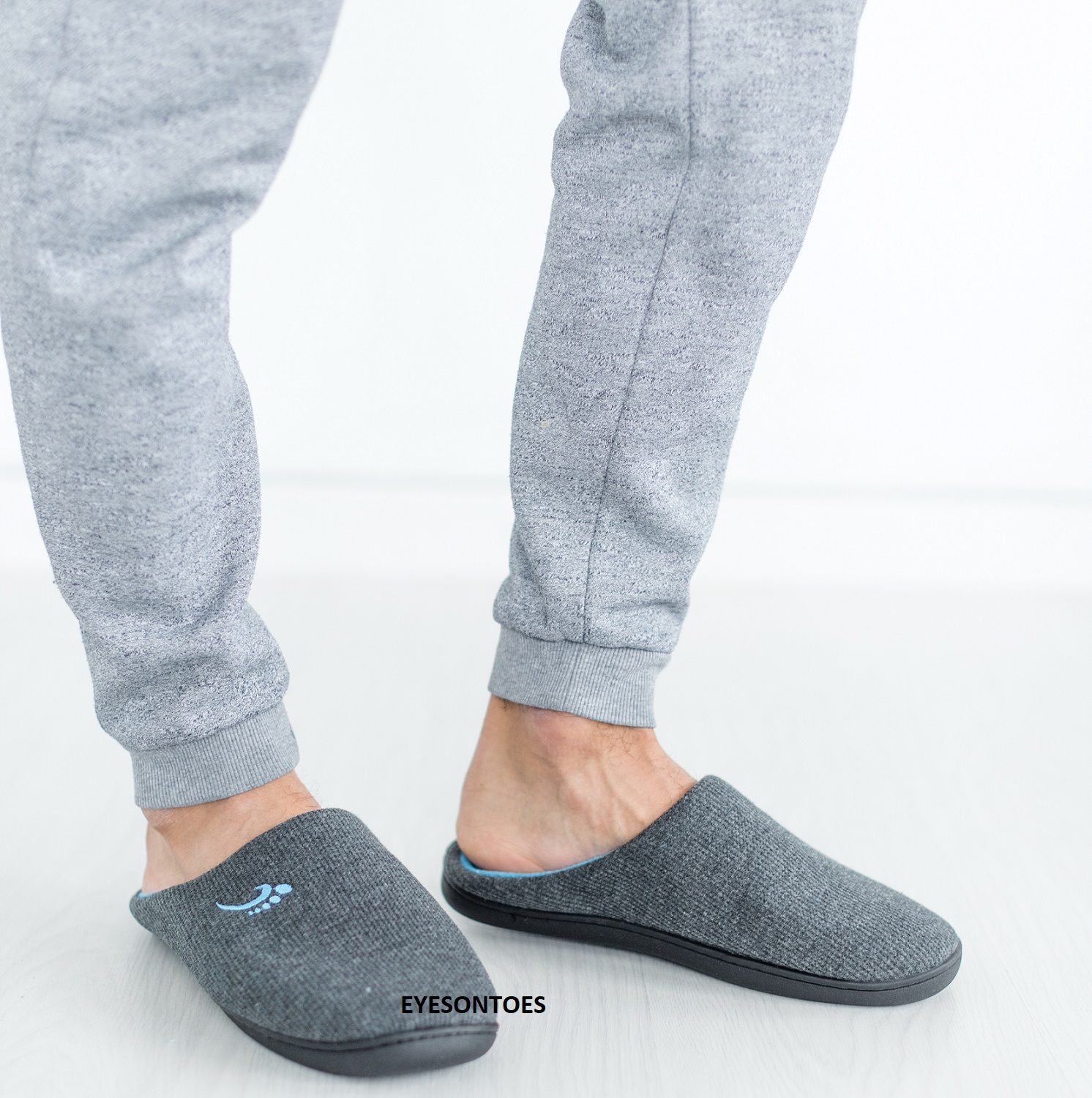 MENS SLIP ON FLEECE LINED COTTON MEMORY FOAM INDOOR WARM CLOG SLIPPERS